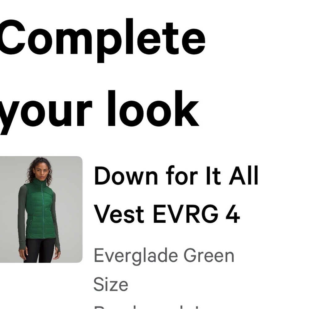 Lululemon Everglade Green Vest size 4 rarely worn